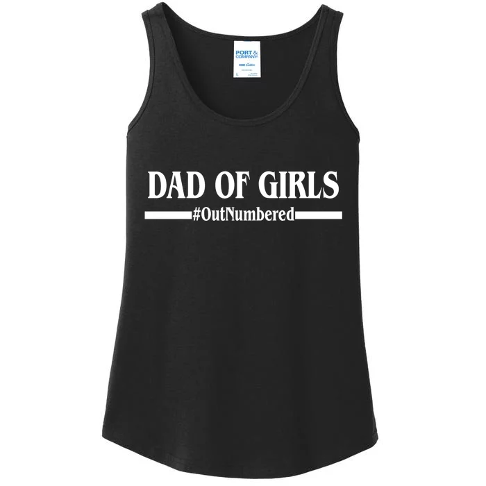 Dad of Girls Outnumbered Funny Girl Dad Ladies Essential Tank