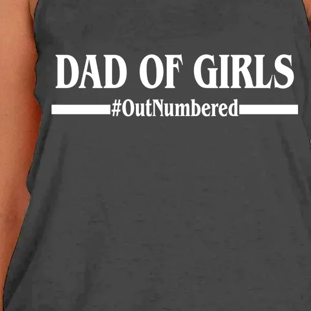 Dad of Girls Outnumbered Funny Girl Dad Women's Knotted Racerback Tank