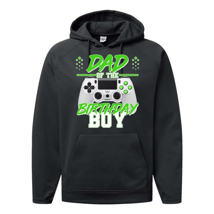 Dad Of The Birthday Boy Video Gamer Performance Fleece Hoodie