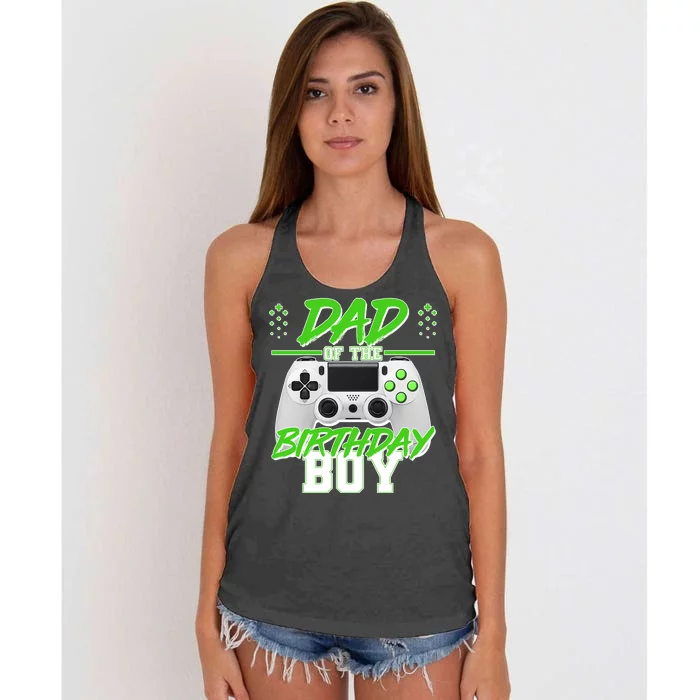 Dad Of The Birthday Boy Video Gamer Women's Knotted Racerback Tank