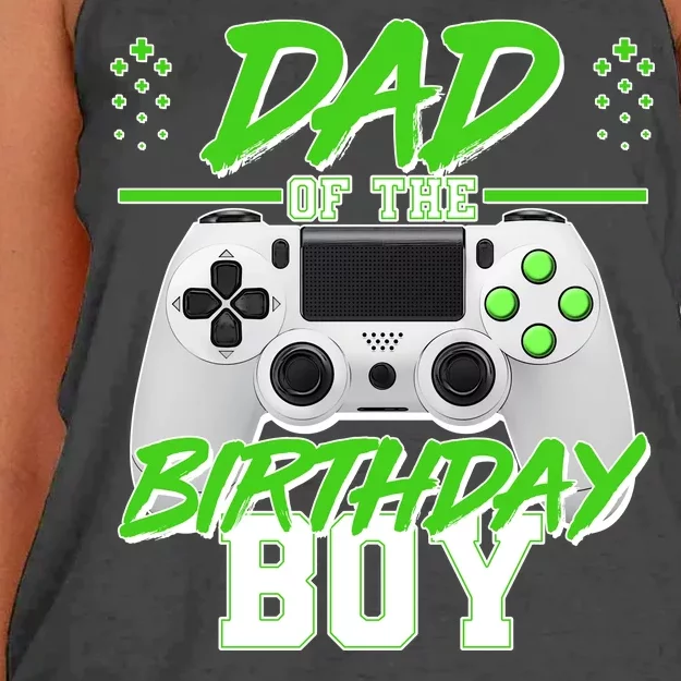 Dad Of The Birthday Boy Video Gamer Women's Knotted Racerback Tank