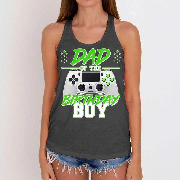 Dad Of The Birthday Boy Video Gamer Women's Knotted Racerback Tank