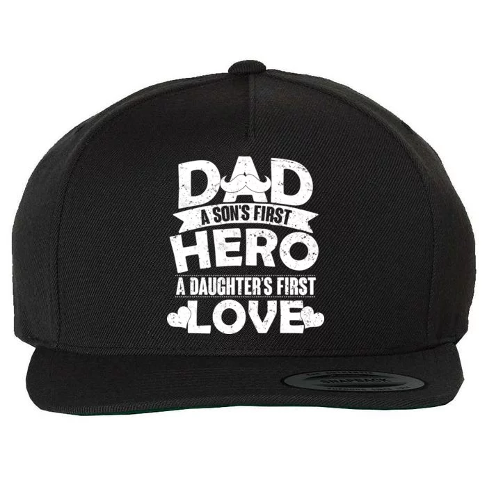 Dad Sons First Hero Daughter Fist Love Wool Snapback Cap