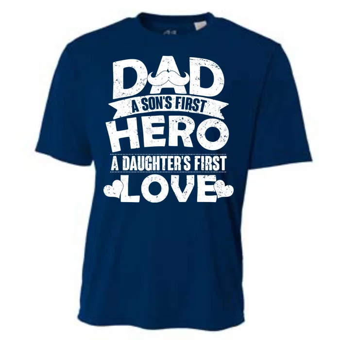 Dad Sons First Hero Daughter Fist Love Cooling Performance Crew T-Shirt