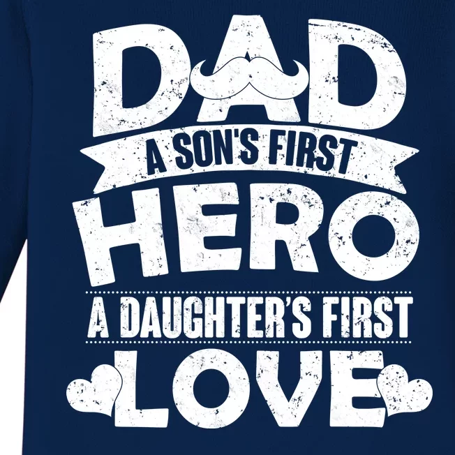 Dad Sons First Hero Daughter Fist Love Baby Long Sleeve Bodysuit