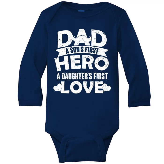 Dad Sons First Hero Daughter Fist Love Baby Long Sleeve Bodysuit