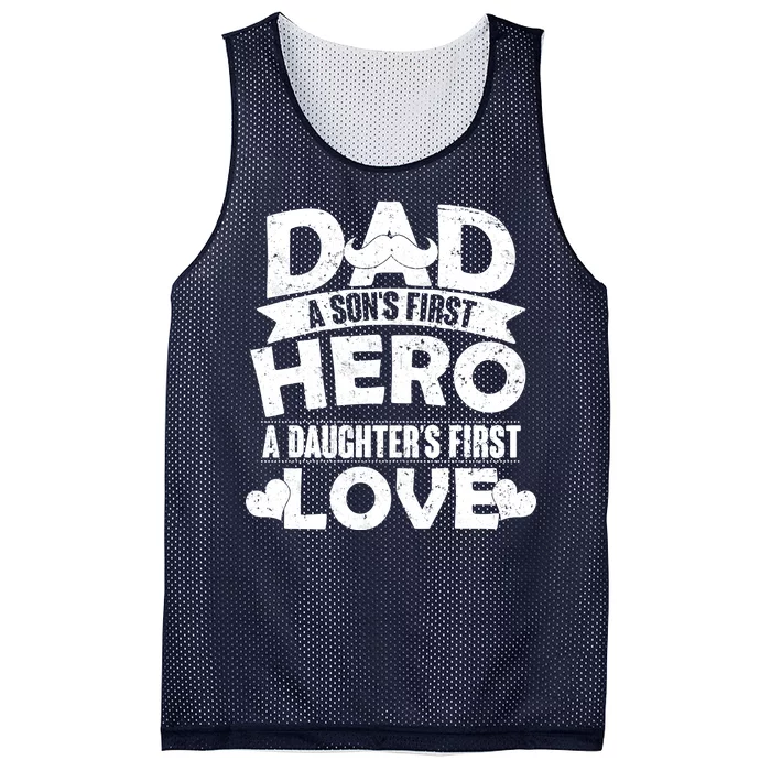 Dad Sons First Hero Daughter Fist Love Mesh Reversible Basketball Jersey Tank