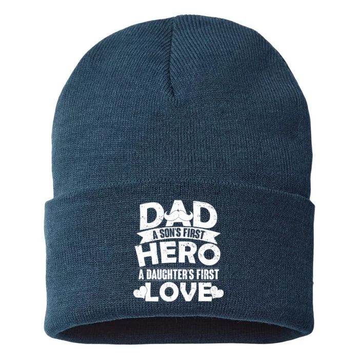 Dad Sons First Hero Daughter Fist Love Sustainable Knit Beanie