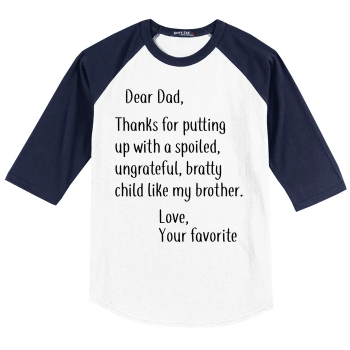 Dad Thanks For Putting Up With My Brother Baseball Sleeve Shirt