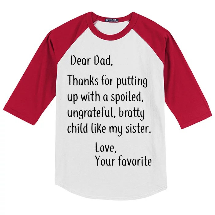 Dad Thanks For Putting Up With My Sister Kids Colorblock Raglan Jersey