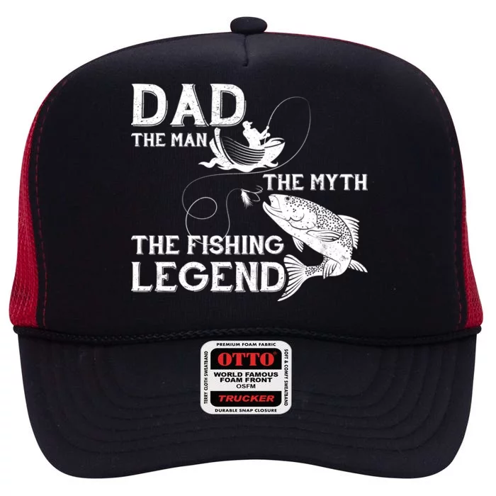 Dad The Fishing Legend High Crown Mesh Trucker Hat