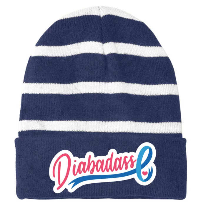 Diabetes Awareness Diabadass Striped Beanie with Solid Band