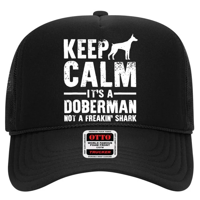 Doberman Art High Crown Mesh Trucker Hat