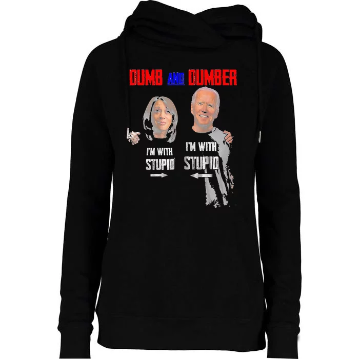 Dumb And Dumber Haris and Biden Vote For Trump 2024 Womens Funnel Neck Pullover Hood