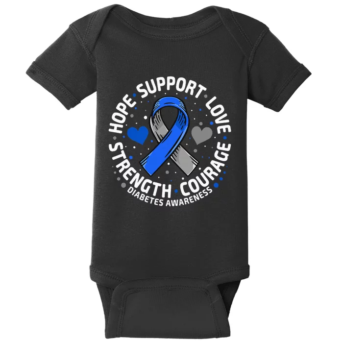 Diabetes Awareness Diabetic Love Support T2d T1d Diabetes Baby Bodysuit