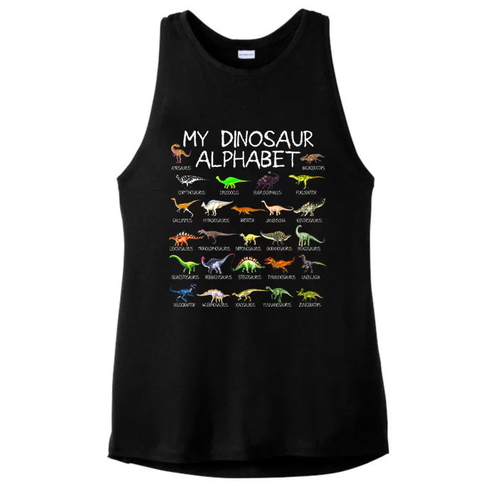 Dinosaur Alphabet Dino ABC For Kids Men Women Dinosaur Ladies Tri-Blend Wicking Tank