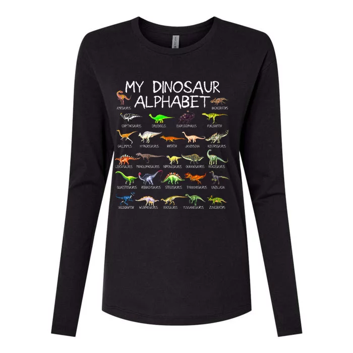 Dinosaur Alphabet Dino ABC For Kids Men Women Dinosaur Womens Cotton Relaxed Long Sleeve T-Shirt