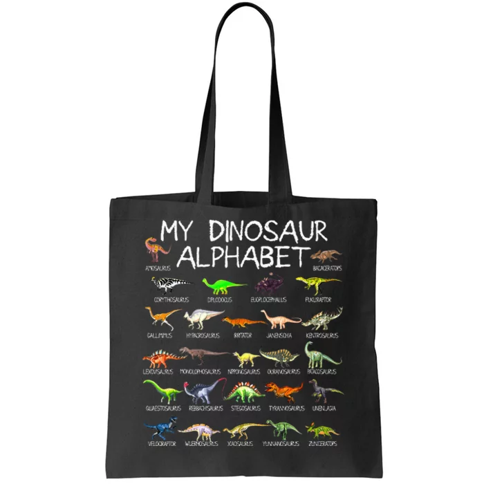 Dinosaur Alphabet Dino ABC For Kids Men Women Dinosaur Tote Bag