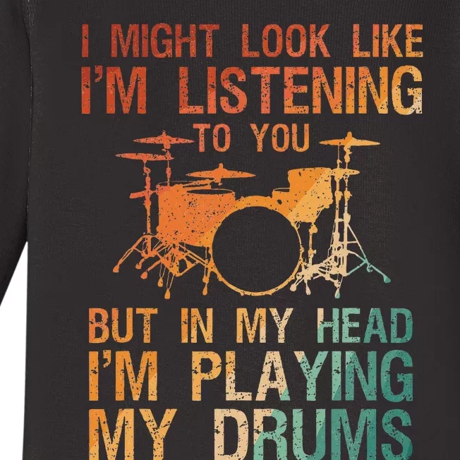 Drummer Art Drum Player Percussion Lover Baby Long Sleeve Bodysuit