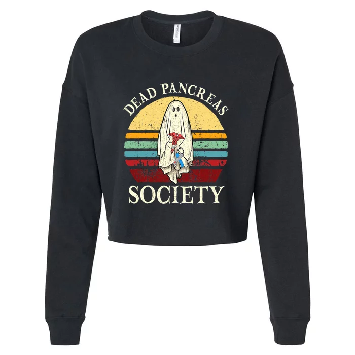 Diabetes Awareness Dead Pancreas Society Halloween Ghost Cropped Pullover Crew