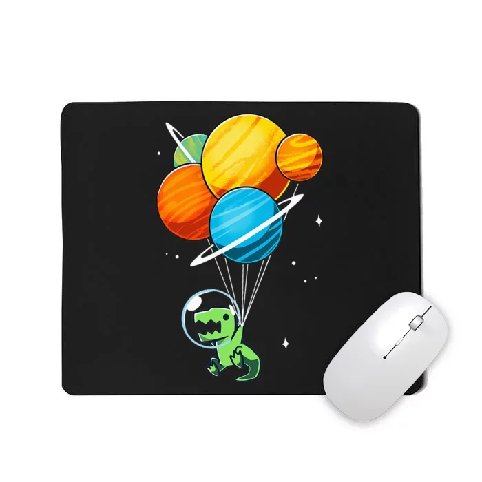 Dino Astronaut Dinosaur in Space Holding Planet Balloons Mousepad