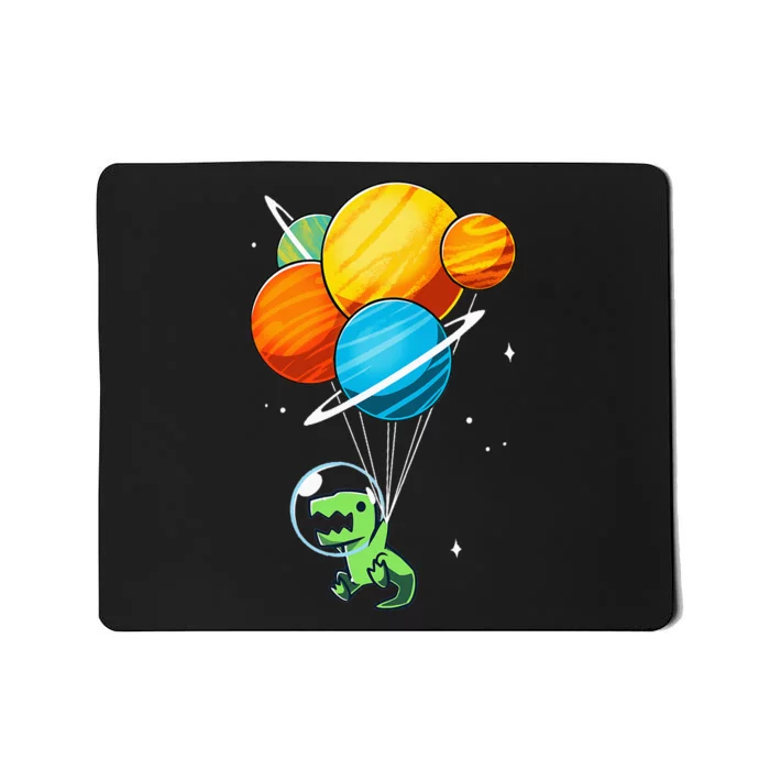 Dino Astronaut Dinosaur in Space Holding Planet Balloons Mousepad