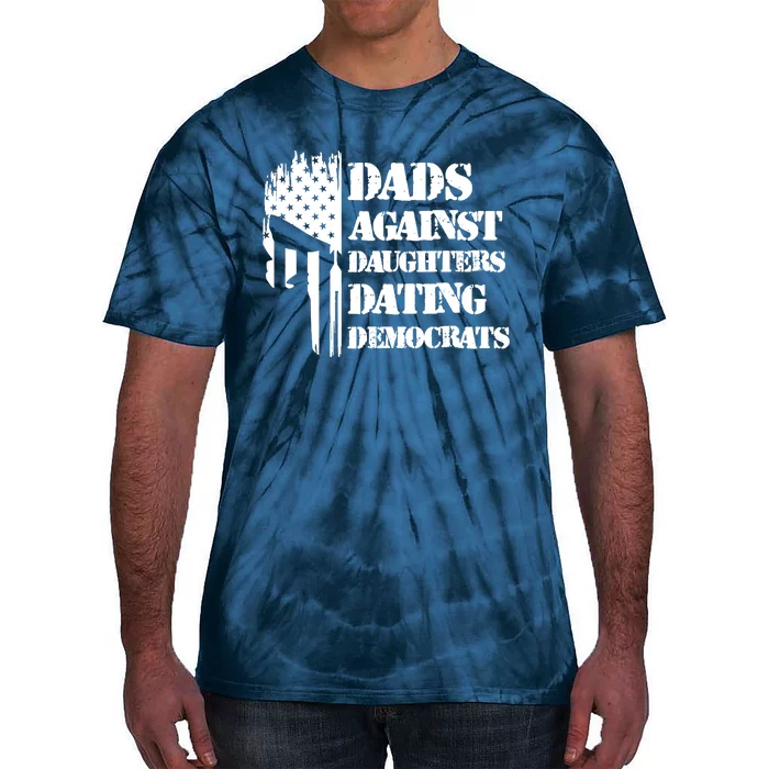 Dads Against Daughters Dating Democrats Patriotic Skull Tie-Dye T-Shirt