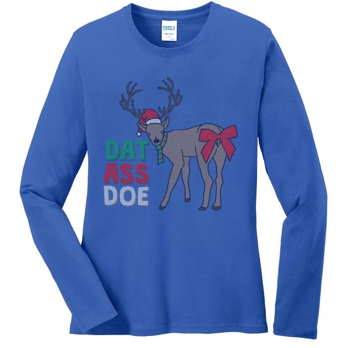 Dat Ass Doe Reindeer Naughty Funny Christmas Gift Ladies Long Sleeve Shirt