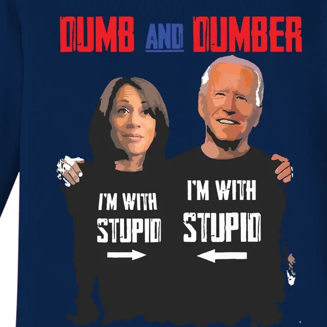 Dumb And Dumber Haris And Biden Vote For Trump 2024 Baby Long Sleeve Bodysuit