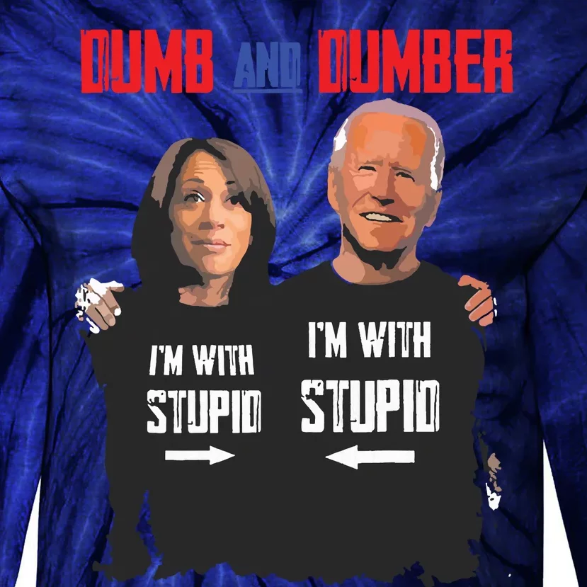 Dumb And Dumber Haris And Biden Vote For Trump 2024 Tie-Dye Long Sleeve Shirt