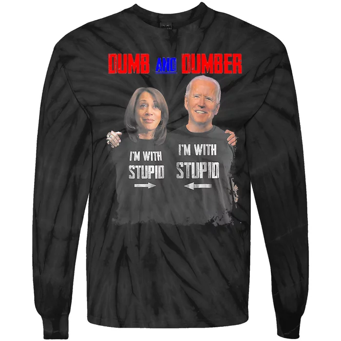 Dumb And Dumber Haris And Biden Vote For Trump 2024 Tie-Dye Long Sleeve Shirt