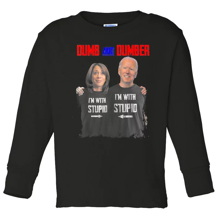 Dumb And Dumber Haris And Biden Vote For Trump 2024 Toddler Long Sleeve Shirt