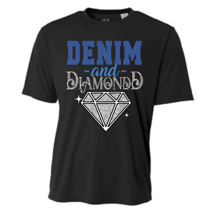 Denim And Diamonds Stylish Blue Denim Cooling Performance Crew T-Shirt