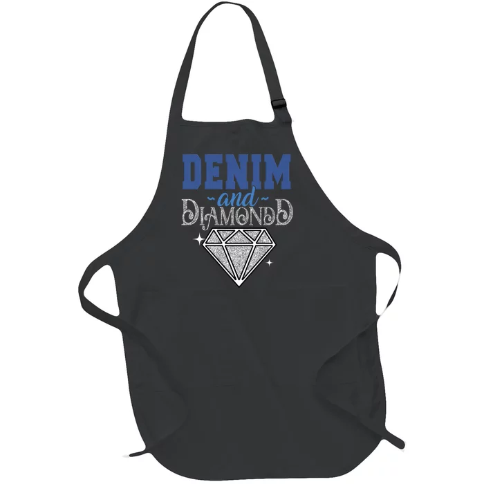 Denim And Diamonds Stylish Blue Denim Full-Length Apron With Pocket