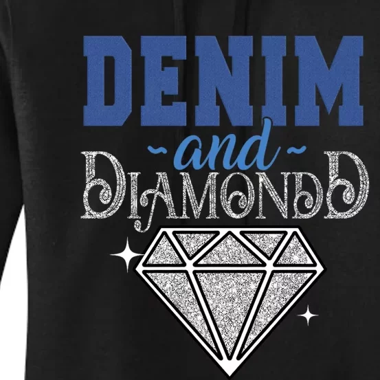 Denim And Diamonds Stylish Blue Denim Women's Pullover Hoodie