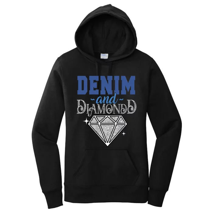 Denim And Diamonds Stylish Blue Denim Women's Pullover Hoodie