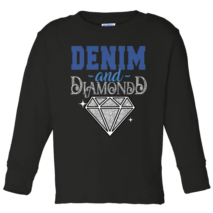 Denim And Diamonds Stylish Blue Denim Toddler Long Sleeve Shirt