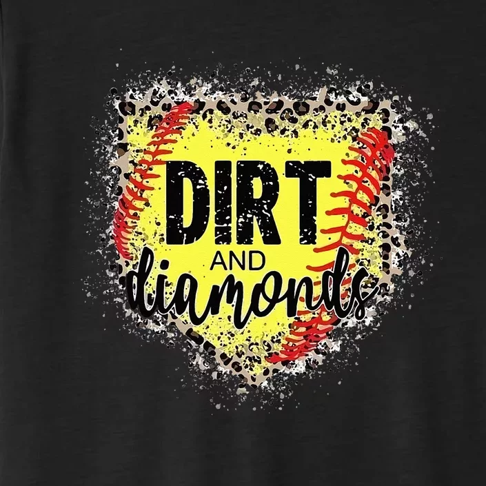 Dirt And Diamonds Funny Baseball Lover Leopard Softball ChromaSoft Performance T-Shirt