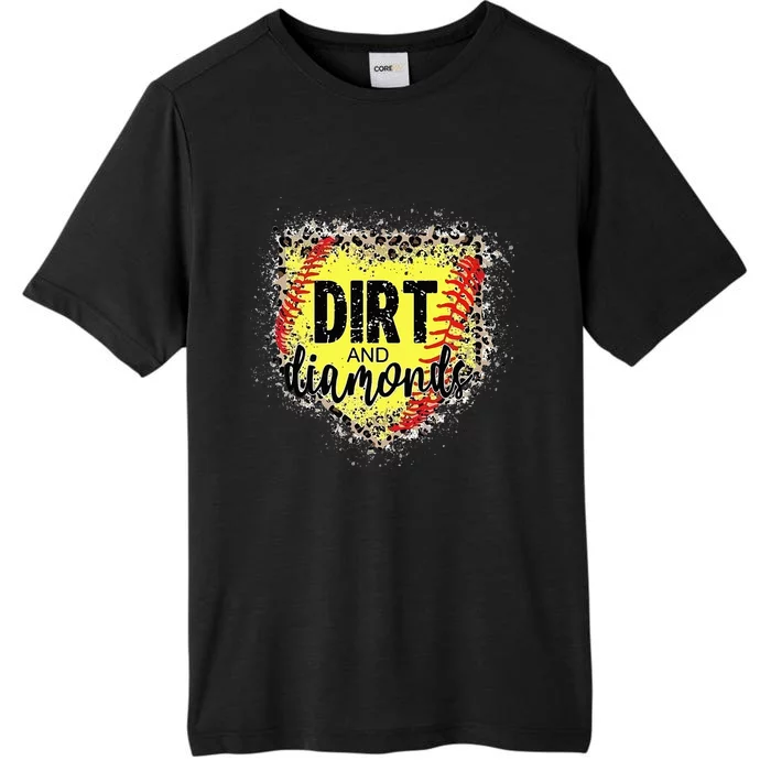 Dirt And Diamonds Funny Baseball Lover Leopard Softball ChromaSoft Performance T-Shirt