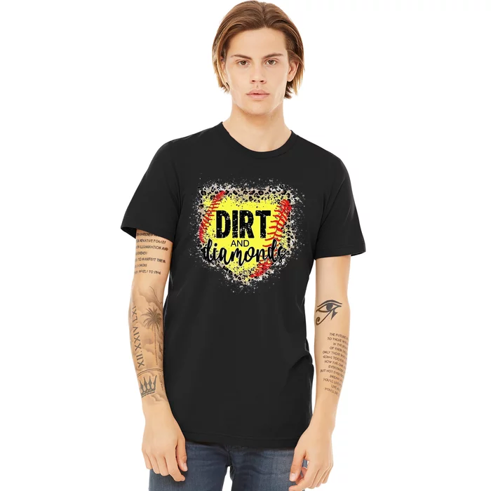 Dirt And Diamonds Funny Baseball Lover Leopard Softball Premium T-Shirt