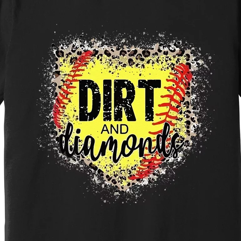 Dirt And Diamonds Funny Baseball Lover Leopard Softball Premium T-Shirt