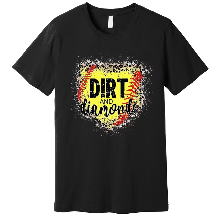 Dirt And Diamonds Funny Baseball Lover Leopard Softball Premium T-Shirt