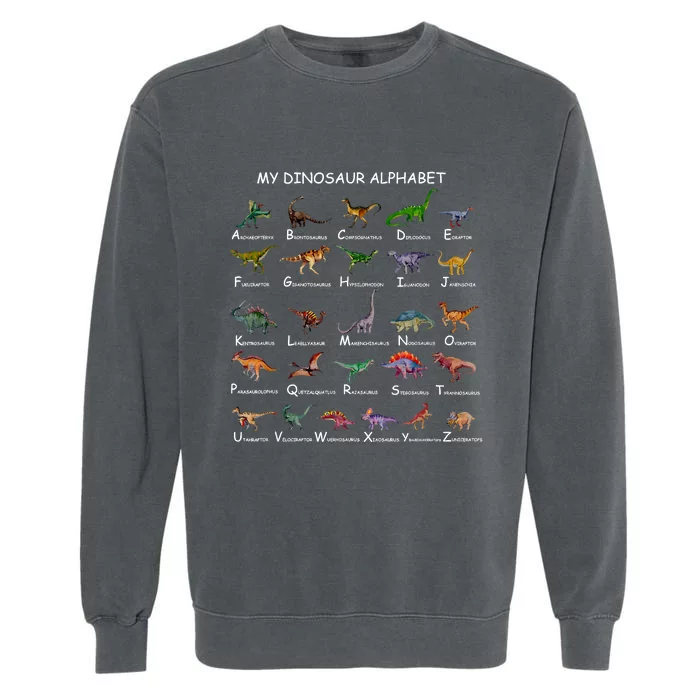 Dinosaur Alphabet Dino ABC Dinosaur Garment-Dyed Sweatshirt