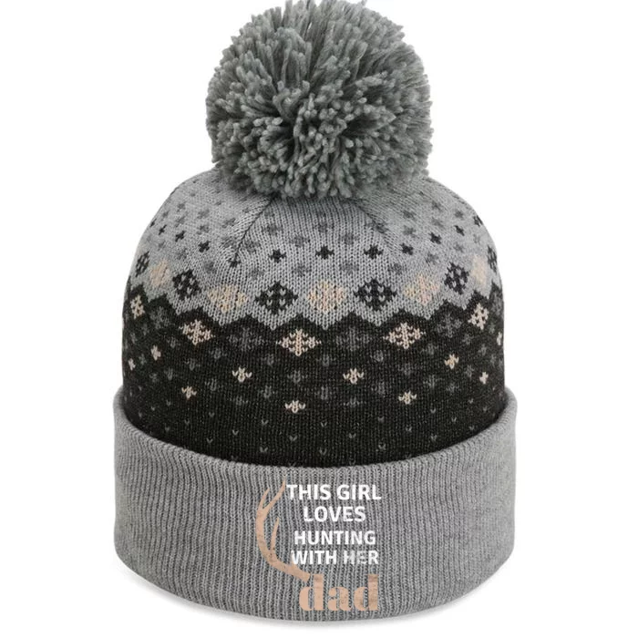 Deer Antler Design This Loves Hunting With Her Dad Funny Gift The Baniff Cuffed Pom Beanie