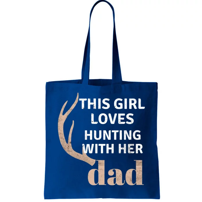 Deer Antler Design This Loves Hunting With Her Dad Funny Gift Tote Bag