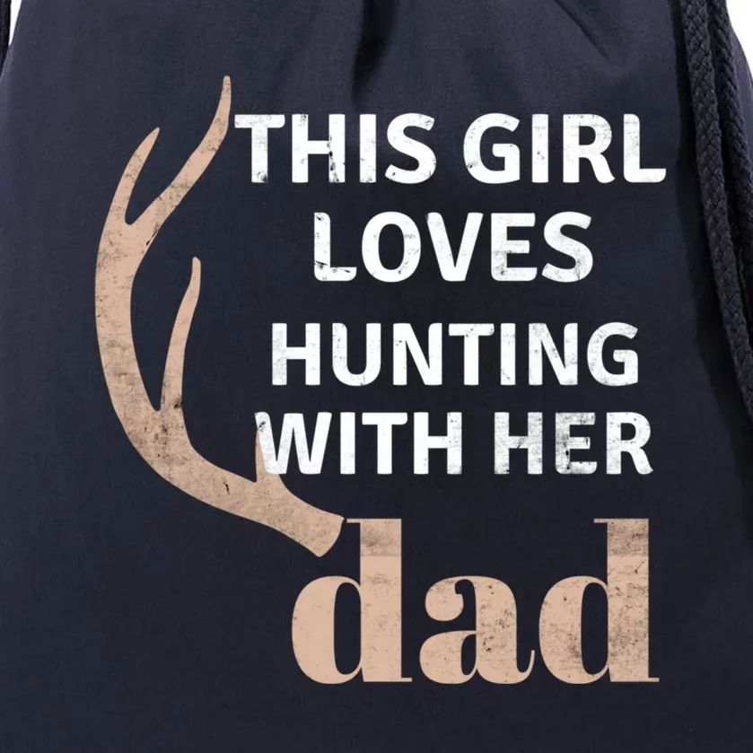 Deer Antler Design This Loves Hunting With Her Dad Funny Gift Drawstring Bag