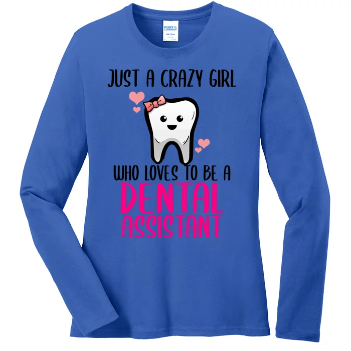 Dental Assistant Dentist Brace Teeth Tooth Love My Job Gift Ladies Long Sleeve Shirt