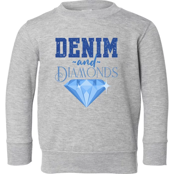 Denim And Diamonds Fashionable Trendy Jeans Toddler Sweatshirt