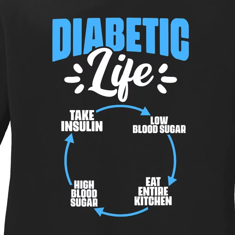 Diabetes Awareness Diabetic Life Diabetes Warrior Ladies Long Sleeve Shirt