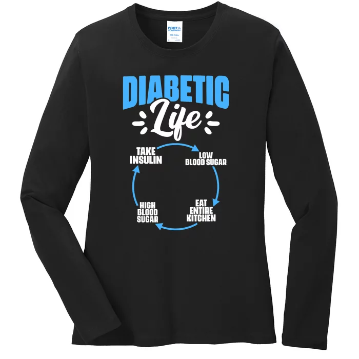 Diabetes Awareness Diabetic Life Diabetes Warrior Ladies Long Sleeve Shirt